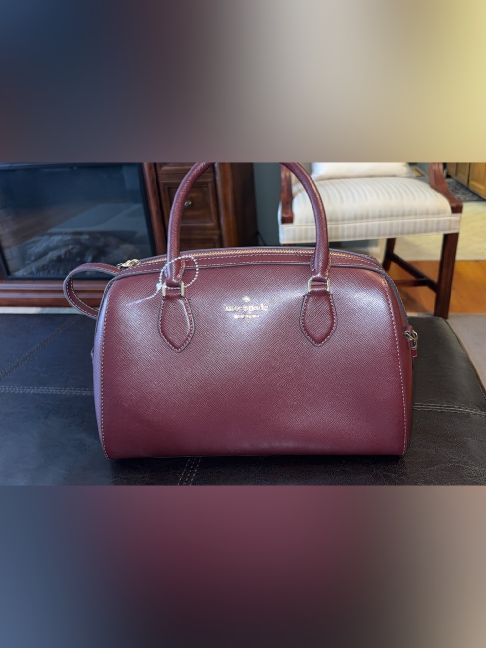 kate spade Red Saffiano Leather Dome Satchel